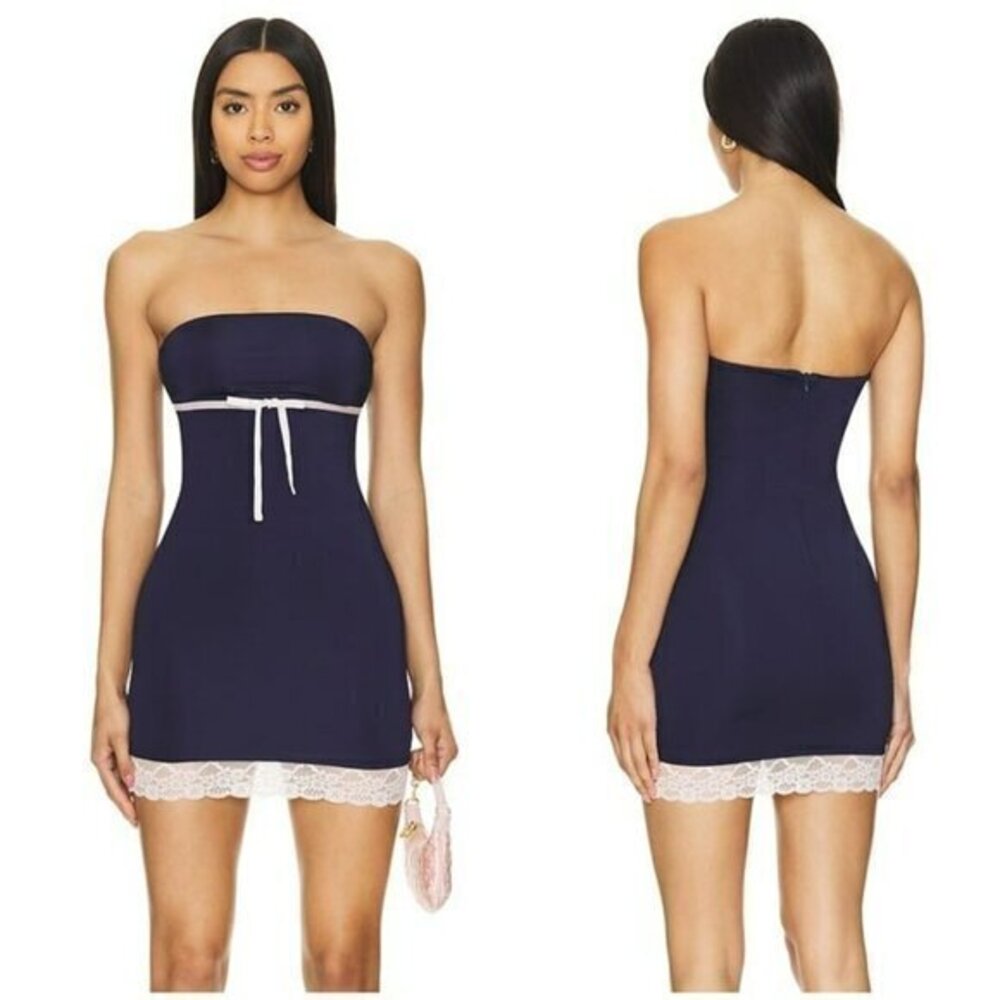 MORE TO COME Cece Strapless Mini Dress - Navy Multi